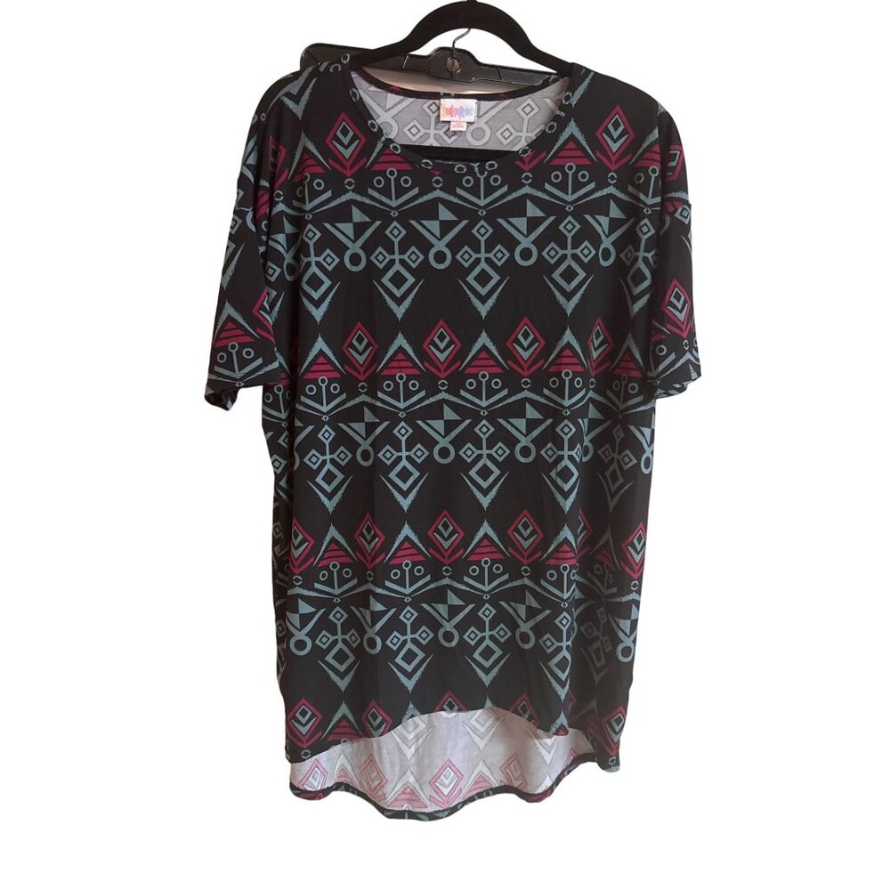 LuLaRoe Black & Pink Geometric Pattern Irma Tunic Top XS